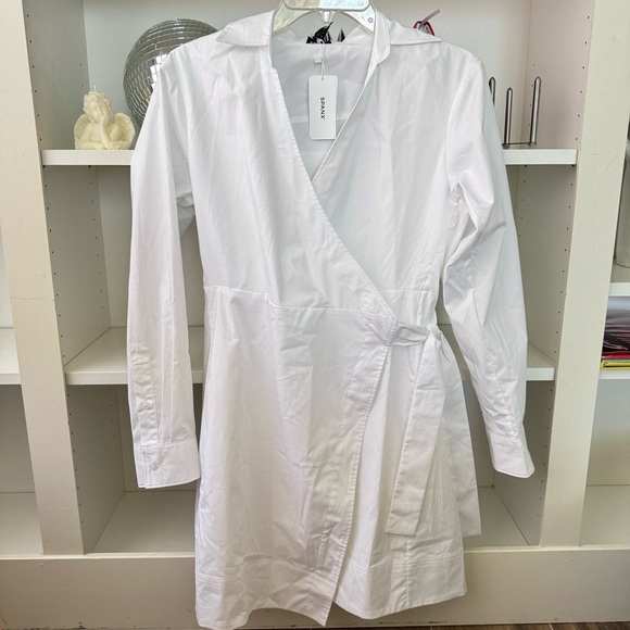 NWT SPANX White The Best Poplin Wrap Dress - Picture 6 of 8